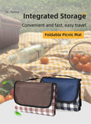 Red and White Plaid Foldable Waterproof & Moisture-Proof Picnic Blanket 150x100CM - 600D Three-Layer Composite Oxford Extra Large Mat for Beach & Camping-2