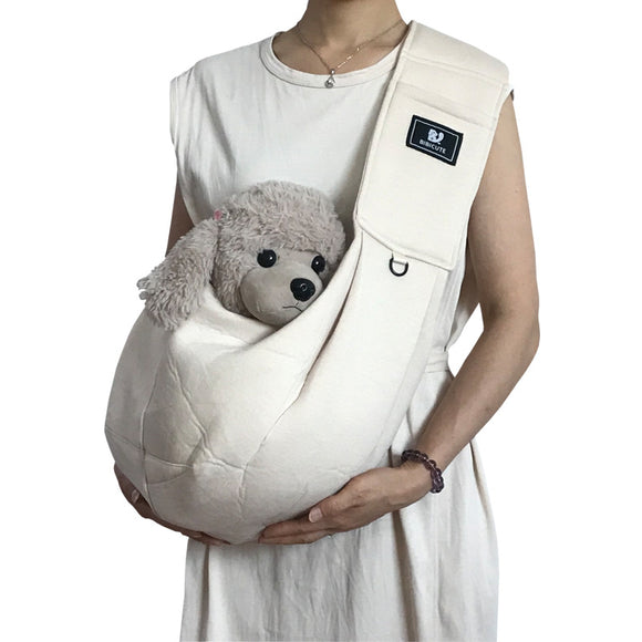 Apricot Adjustable Pet Carrier Sling Bag - Comfortable Wide Shoulder Strap Crossbody Tote for Cats and Small Dogs (Up to 13 lbs)