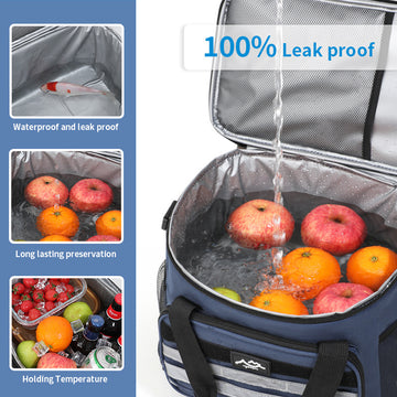 Grey Versatile Large-Capacity Picnic Insulated Bag - Detachable Shoulder Strap & Ice Pack - 0