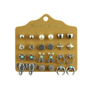 Alloy Stud Earring Set - 12 Pairs with Heart, Leaf & Turquoise Designs for Women-1
