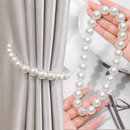 3 Pairs Magnetic Pearl Curtain Tiebacks（25cm） - No-Drill ABS Bead Holdback with Rhinestone Clasp-1