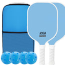 Blue Fiberglass Pickleball Paddle Set - 4 Minimalist Paddles, 8 Balls, and 2 Carry Bags for Outdoor Play-2