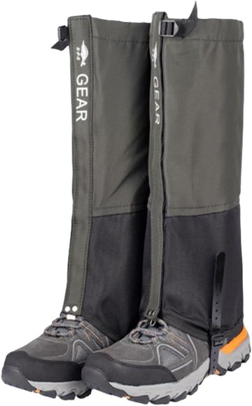 Green Breathable Nylon Waterproof Hiking Leg Gaiters and Snow Boot Gaiters (Fleece Lining) - Unisex Adjustable Sand & Mud Protection for Mountaineering & Desert Trekking, S Size