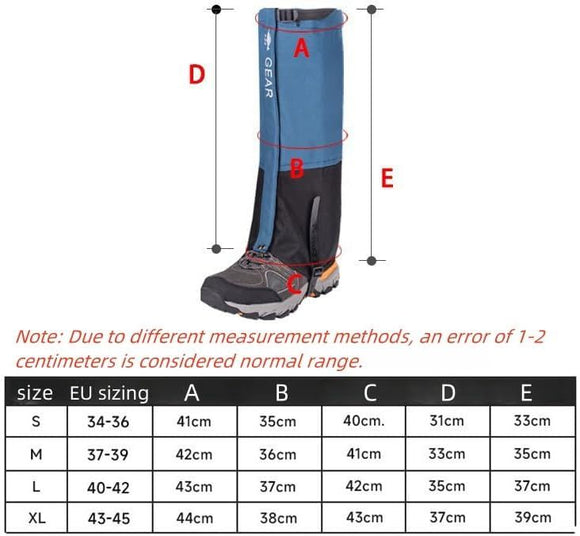 Green Breathable Nylon Waterproof Hiking Leg Gaiters and Snow Boot Gaiters (Fleece Lining) - Unisex Adjustable Sand & Mud Protection for Mountaineering & Desert Trekking, L Size