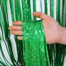 5-piece Green Laser Tinsel Foil Fringe Curtain - 1*1m Metallic Party Streamer Backdrop for Birthday, Wedding, Christmas, New Year & Event Decoration - Shimmering Photo Booth & Doorway Prop-1
