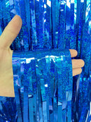 5-piece Dark blue Laser Tinsel Foil Fringe Curtain - 1*1m Metallic Party Streamer Backdrop for Birthday, Wedding, Christmas, New Year & Event Decoration - Shimmering Photo Booth & Doorway Prop-1