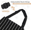2-Pack Striped Adjustable Apron - Cross-Neck Bib Work Apron for Restaurant Catering Gardening(Gray fine stripes + black thick stripes)-4