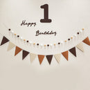 Felt Birthday Banner Set with Interchangeable Numbers 0-9 Pom Pom Garland Pennant Flags Happy Birthday Decoration-1
