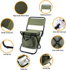3-in-1 Green Large Portable Folding Camping Chair with Zippered Cooler Bag and 35*35cm Thick Plush Seat Cushion, Outdoor Fishing and Picnic Stool with Backrest and 25 *27 *18.5cm Insulated Storage Pocket-3
