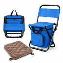 3-in-1 Blue Large Portable Folding Camping Chair with Zippered Cooler Bag and 35*35cm Thick Plush Seat Cushion, Outdoor Fishing and Picnic Stool with Backrest and 25 *27 *18.5cm Insulated Storage Pocket-1