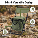 3-in-1 Blue Large Portable Folding Camping Chair with Zippered Cooler Bag and 35*35cm Thick Plush Seat Cushion, Outdoor Fishing and Picnic Stool with Backrest and 25 *27 *18.5cm Insulated Storage Pocket-2