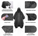 3-in-1 Blue Camping Rain Poncho / Outdoor Shelter Tarp / Ground Sheet (82.7 x 55 inch) with 2 Pairs Rain Shoe Covers - Large Backpack Coverage, Drawstring Hood and Carry Bag for Hiking Trekking Cycling Use-2