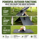 3-in-1 Grey Camping Rain Poncho / Outdoor Shelter Tarp / Ground Sheet (82.7 x 55 inch) with 2 Pairs Rain Shoe Covers - Large Backpack Coverage, Drawstring Hood and Carry Bag for Hiking Trekking Cycling Use-3