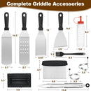 14PCS Stainless Steel BBQ Griddle Tool Kit with Carry Bag, Flat Top Grill Accessories Set for Blackstone and Camp Chef - 4 Grill Spatulas, Tong, Scraper, 2 Oil Bottles and Heart / Round Egg Rings for Outdoor Barbecue-2