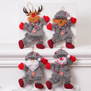 4-Piece Christmas Hanging Plush Ornaments Set - Grey Santa Claus, Snowman, Reindeer & Bear Tree Decor, Christmas in July, Winter Christmas, Yulefest, Secret Santa Gift-1