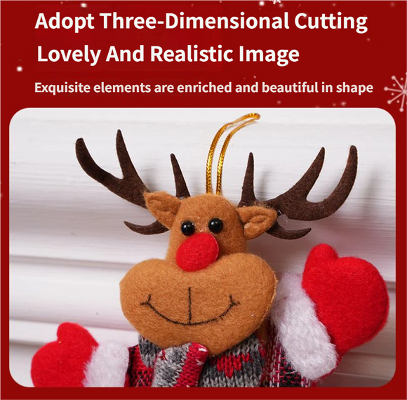 4-Piece Christmas Hanging Plush Ornaments Set - Bright Santa Claus, Snowman, Reindeer & Bear Tree Decor, Christmas in July, Winter Christmas, Yulefest, Secret Santa Gift