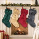 18 Inch Oversized Red Luxury Velvet Christmas Stocking with Bow & Loop, Fireplace Hanging Gift Bag, Holiday Mantel Decor and Present Holder-4