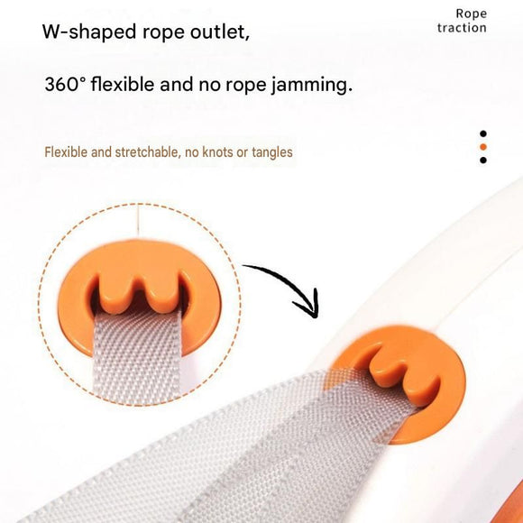 Orange 3M Automatic Retractable Dog Leash –Extendable Pet Lead with One-Button Brake Lock, Tangle-Free 360° Nylon Strap, Durable ABS Housing for Dogs and Puppies