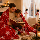 Christmas Flannel Throw Blanket and Snowman Curtain Tieback Set, 150x200cm Thick Fleece Sofa Blanket with 2 Plush Snowman Velcro Curtain Holders for Holiday Home Decor-2