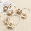 Beige-Brown Rustic Flower Curtain Tiebacks Set of 2, Handcrafted Fabric Daisy Curtain Holdbacks, No Drill Flexible Curtain Rope Buckles, Farmhouse Curtain Accessories for Sheer and Blackout Curtains-6