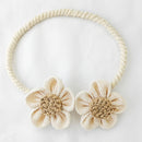 Beige Rustic Flower Curtain Tiebacks Set of 2, Handcrafted Fabric Daisy Curtain Holdbacks, No Drill Flexible Curtain Rope Buckles, Farmhouse Curtain Accessories for Sheer and Blackout Curtains-2