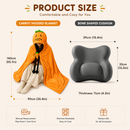 Carrot Hooded Blanket with Beige-grey Memory Foam Lumbar Support Pillow, Cozy Wearable Throw Blanket and Ergonomic Back Cushion Set for Office, Home, Study and Relaxation-6