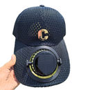 Navy blue Solar Powered Fan Hat - Breathable Mesh Cap with USB Rechargeable Cooling Fan, LED Display, Adjustable Brim for Outdoor Fishing Camping Hiking Summer Heat Relief-1
