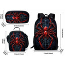 Style 2 3 Piece Spider Print School Bag Set - Large Capacity Polyester Backpack, Insulated Lunch Bag and Pencil Case - Lightweight Student Bookbag with Side Pocket for Boys Teens-2