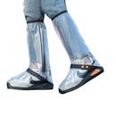 White High Top Waterproof Rain Shoe Covers - Size 2XL EU 46-47, Thick Sole Reusable Overshoes with Side Zip, Adjustable Strap and Anti-Slip Sole for Cycling and Walking-1
