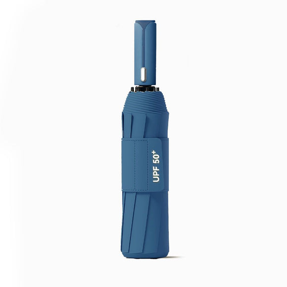 Automatic Folding Umbrella (Navy Blue)- 105 cm Large Canopy, UPF 50+ Sun and Rain Umbrella with 10-Rib Frame, Auto Open Close Handle for Travel and Daily Commute