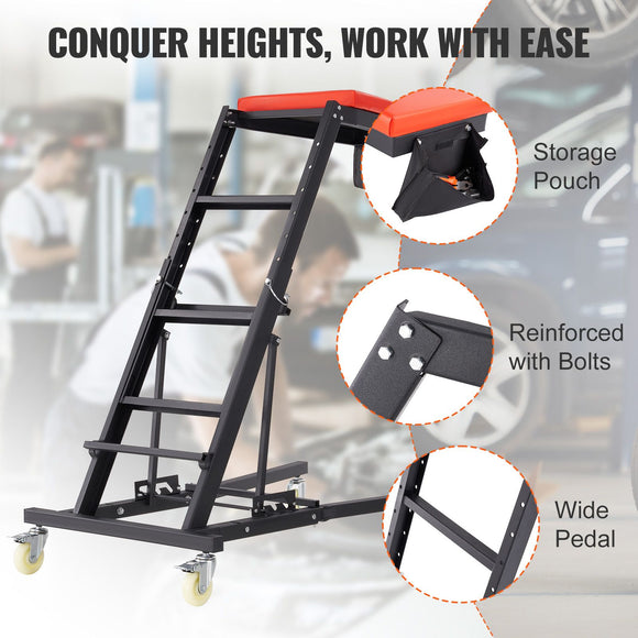 Automotive Topside Creeper, with Adjustable Height 48" to 76", 181.44KGS Capacity High Creeper, 4 Swivel Caster Wheels, Heavy Duty Foldable Creeper for Auto Repair and Maintenance