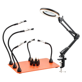 VEVOR Magnetic Helping Hands Soldering Station 3X LED Magnifying Lamp 5 Arms