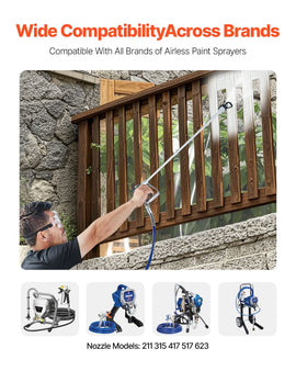 Airless Paint Spray Gun and Hose Kit 3600PSI with Extension Rods Filters - 0