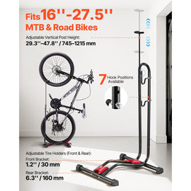 Bike Rack, Upright Bike Stand Floor for 406.4 to 700 mm Mountain & Road Bikes, Vertical & Horizontal Bicycle Stand for Secure Parking and Storage in Garage, Truck Bed, Indoor, Outdoor, Black - 0