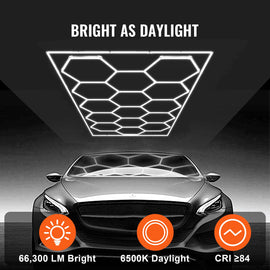 Hexagon Garage Lights 66300LM 15 Grids Honeycomb LED Shop Ceiling Light - 0