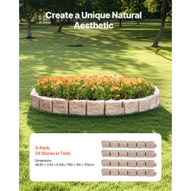Fake Stone Landscape Edging1190 x 100 x 155mm Lawn Edging Fade-Resistant Brown - 0
