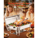 8 Qt 6 Pack Rectangle Chafing Dish Buffet Set Fullsize Pan Stainless Steel-2