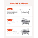 8 Qt 6 Pack Rectangle Chafing Dish Buffet Set Fullsize Pan Stainless Steel-7