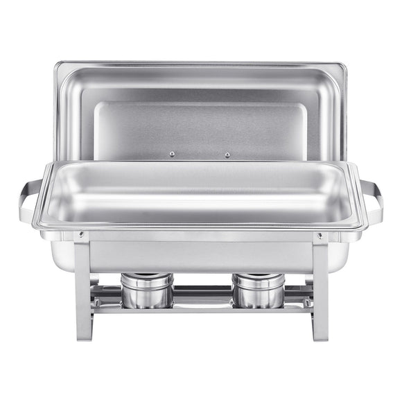 8 Qt 6 Pack Rectangle Chafing Dish Buffet Set Fullsize Pan Stainless Steel