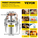 VEVOR 50L Water Alcohol Distiller Copper Moonshinestill Brewing w/ Water Pump-7