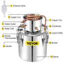 VEVOR 50L Water Alcohol Distiller Copper Moonshinestill Brewing w/ Water Pump-10