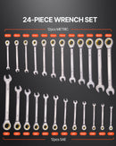 Combination Wrench Set 24 PCS SAE 1/4" - 7/8" Metric 8-19mm Organizer Rack-2