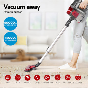 Devanti Stick Vacuum Cleaner Handheld Corded 450W Red - 0