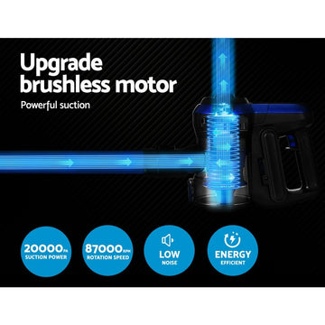 Devanti Stick Vacuum Cleaner Brushless Cordless 250W Blue - 0