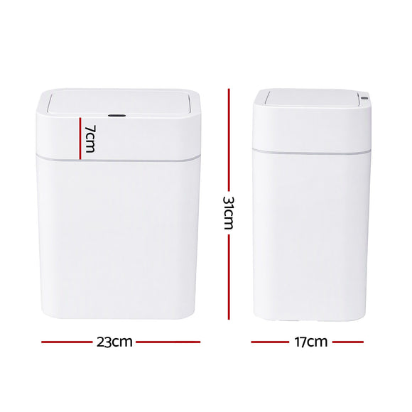 Artiss Rubbish Bin 12L 2-Pack Sensor Kitchen Automatic Motion Touchless White