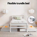 Artiss Bed Frame Single Size 2-in-1 Trundle Wooden White AVIS-5