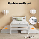 Artiss Bed Frame Single Size 2-in-1 Trundle Wooden White AVIS-5