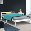Artiss Bed Frame King Single Size Wooden White LEXI-7