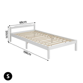 Artiss Bed Frame Single Size Wooden White LEXI - 0