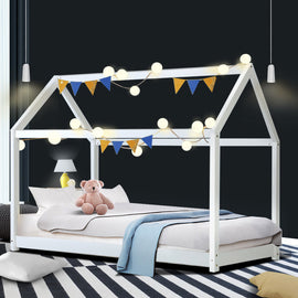 Artiss Wooden Bed Frame Single Size Mattress Base Pine Timber Platform White - 0